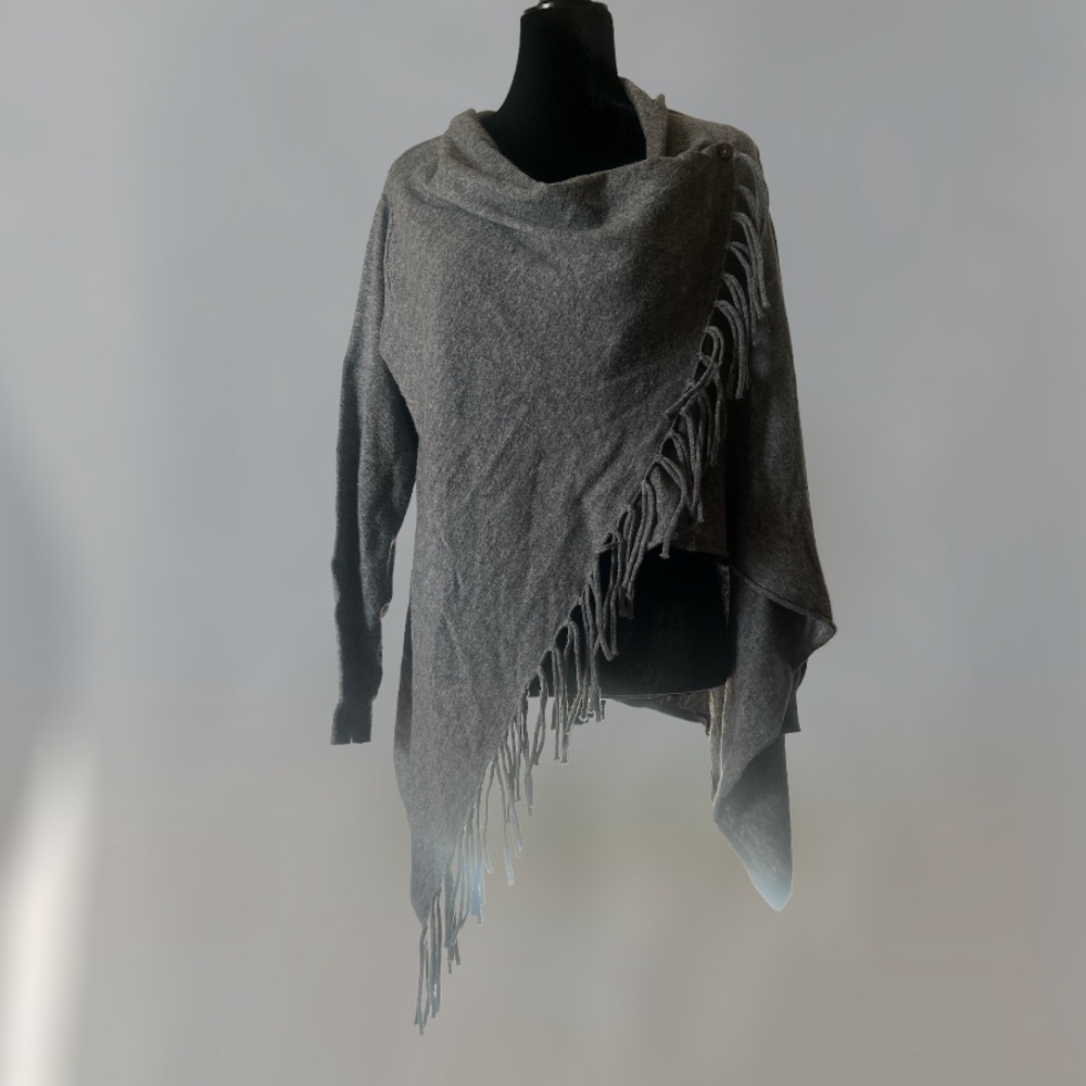 She & Sky Fringe Asymmetrical Cardigan